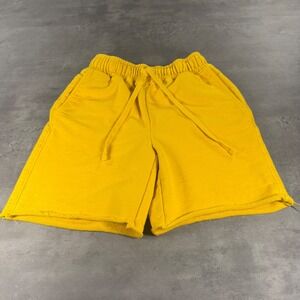 Tropic Of C Sweat Shorts Women XS Yellow Raw Hem Drawstring Pockets Candice VS